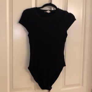 Black ribbed bodysuit